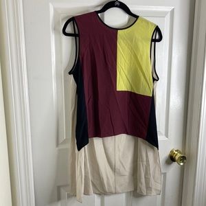 BCBG MaxAzria NWT Andee Yellow Black Grape and Cream Tank Top Size M 100% Silk